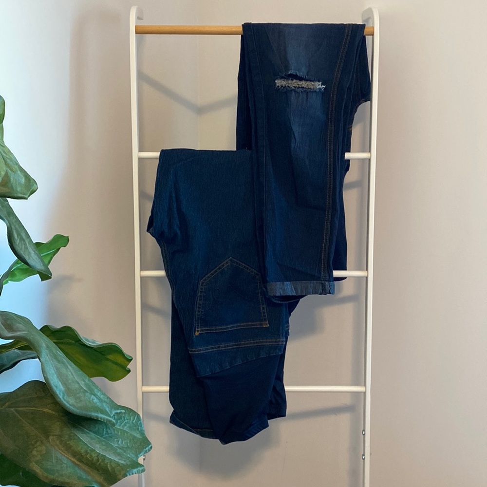 Two Pair of Stretch Maternity Jean Leggings, Size Medium